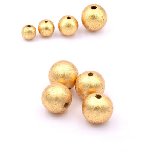 Kaufen Sie Perlen in Deutschland Runde Holzperle vergoldet mit Blattgold 15mm - Loch: 3mm (4)