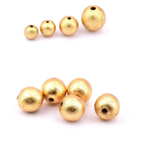 Kaufen Sie Perlen in Deutschland Runde Holzperle vergoldet mit Blattgold 13mm - Loch: 3mm (5)