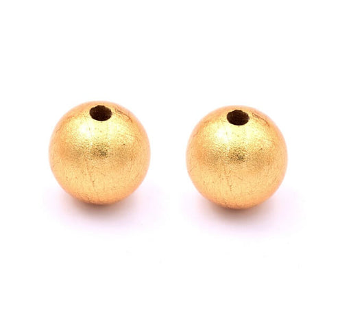 Runde Holzperle vergoldet mit Blattgold 20mm - Loch: 3mm (2)