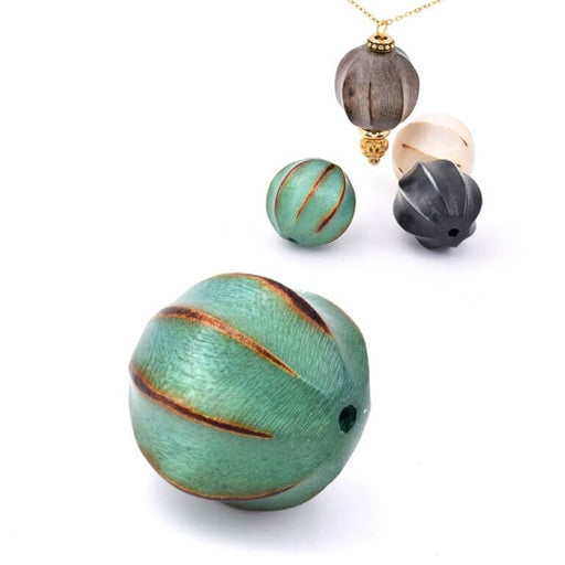 Laternenperle Mandelgrünes Holz – 20 mm – Loch: 2.5 mm (1)