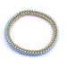 Nepalesischer gehäkelter Armreif, Himmelblau, Weiß und Gold, 65 mm (1)