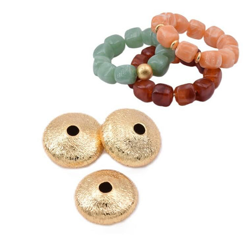 Kaufen Sie Perlen in Deutschland Sternenstaub-Zwischenperlen – 10 x 5 mm goldfarbenes Messing – Loch: 1.8 mm (10)