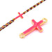 Kreuzverbinder mit neonpinker Emaille-Beschichtung – 12 mm goldenes Messing (1)
