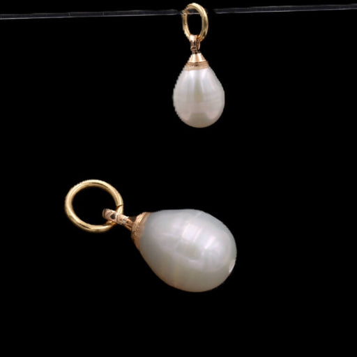 Ovaler Barock-Süßwasserperlenanhänger – 10 mm mit Ring (1)