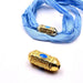 Ethnische sechseckige Zylinderperle vergoldetes Messing – 20 x 9 mm – blaue Emaille (1)