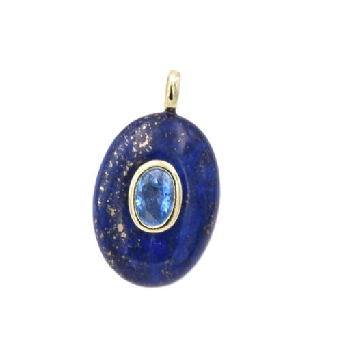 Ovaler Lapis-Lazuli-Anhänger mit Zirkonia-Öse 18 mm – Bohrung: 1.8 mm (1 Stück)