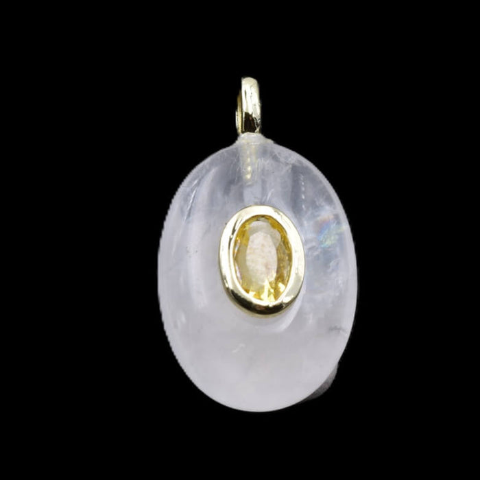 Ovaler Bergkristall-Anhänger mit Zirkonia-Öse 18 mm – Bohrung: 1.8 mm (1 Stück)