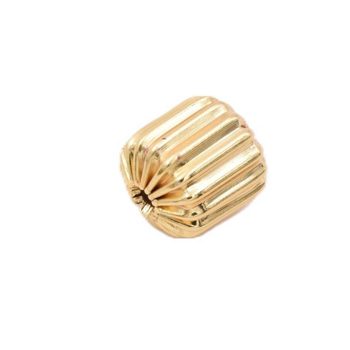 Gerillte Zylinderperle aus Messing 10 mm Goldmessing – Loch: 1.5 mm (1)
