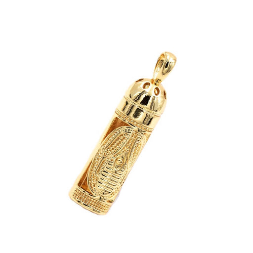 Ethno-Anhänger goldfarbenes Messing 26 x 8 mm – Loch: 4 mm (1 Stück)
