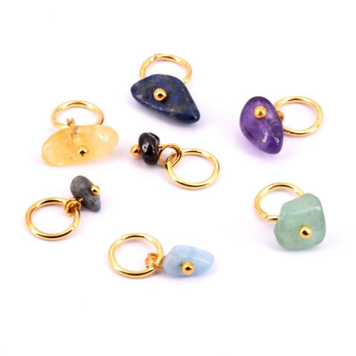 Kaufen Sie Perlen in Deutschland Perlenanhänger, Mix aus Edelsteinsplittern, goldfarbener Stahlring – 6–11 mm (7)