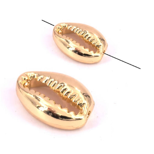 Kaufen Sie Perlen in Deutschland Kauri-Muschel-Anhänger-Verbindungsstück, Messing, Blitzgold – 17 x 12 x 5 mm (1)