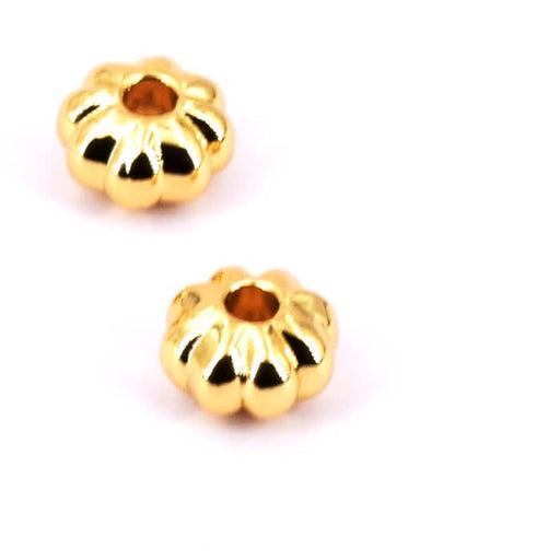 Kaufen Sie Perlen in Deutschland Perle Kürbisform, Messingblitzgold - 7x4,5mm - Loch: 2mm (2)