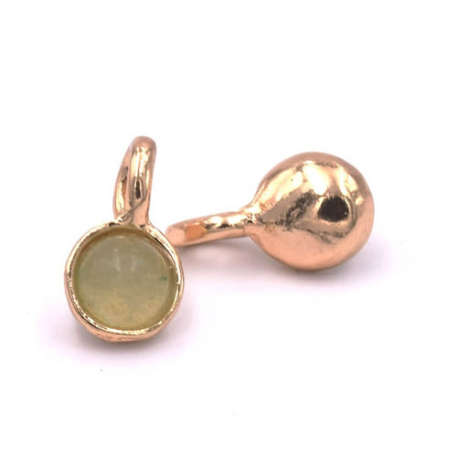 Kaufen Sie Perlen in Deutschland Prehnit runder Charm-Anhänger aus goldenem Messing, hellgold, 7 mm (1)