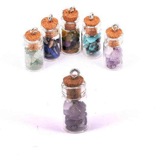 Kaufen Sie Perlen in Deutschland Glasflaschenanhänger mit Amethystsplittern 18x10mm (1)