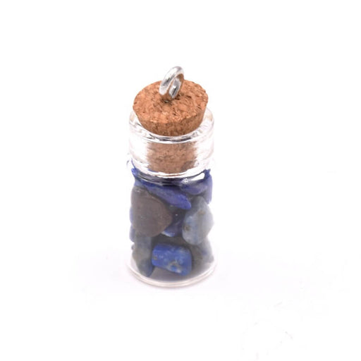 Glasflaschenanhänger mit Lapislazuli-Chips 18x10mm (1)