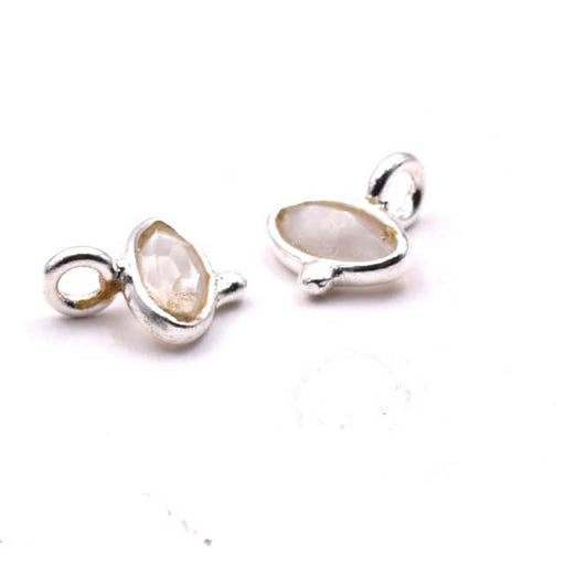Kaufen Sie Perlen in Deutschland Winziger Anhänger ovales Auge Mondstein in 925er Silber gefasst – 7x9mm (1)