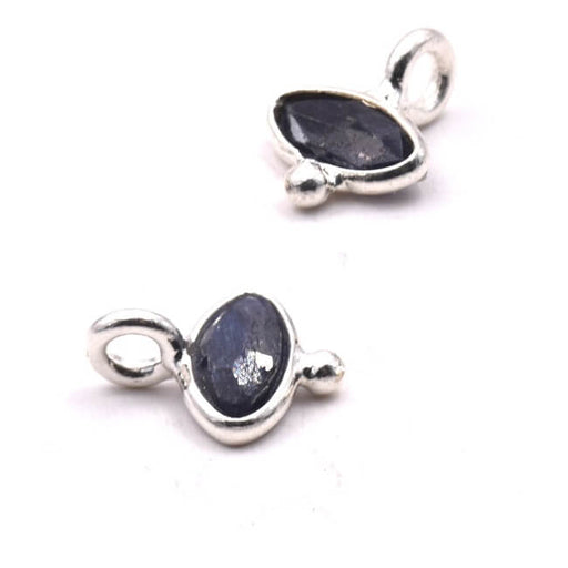 Kaufen Sie Perlen in Deutschland Winziger Anhänger ovales Auge Saphir in 925er Silber gefasst – 7x9mm (1)