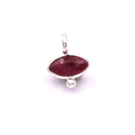 Kaufen Sie Perlen in Deutschland Rubin-Oval-Augen-Anhänger, gefasst in 925er Silber – 7 x 9 mm (1)