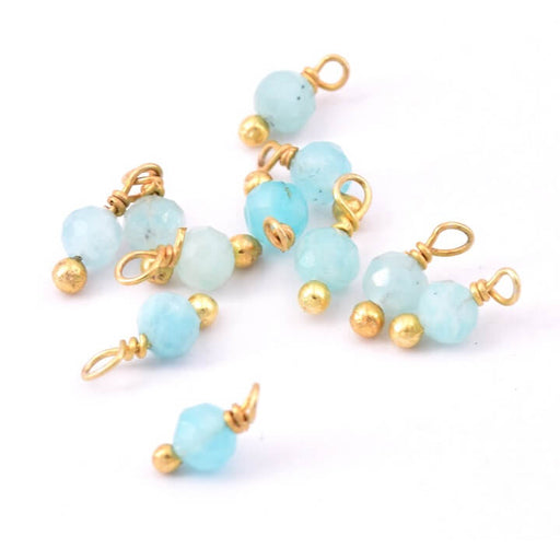 Kaufen Sie Perlen in Deutschland Tiny Charms Amazonit Perlenanhänger 3mm 925 Silberstab Gold (10)