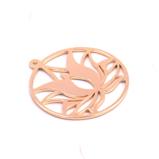 Kaufen Sie Perlen in Deutschland Lotus-Anhänger aus goldenem Messing 27x25mm - Loch: 1mm (1)