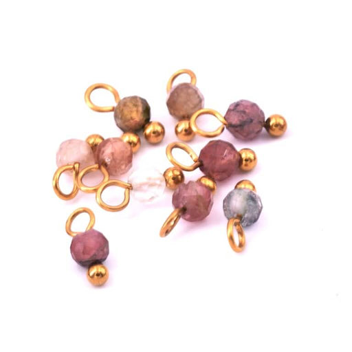 Kaufen Sie Perlen in Deutschland Tiny Charms Turmalin-Perlenanhänger 3 mm goldener Stahl (10)