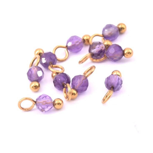 Kaufen Sie Perlen in Deutschland Tiny Charms Amethyst Perlenanhänger 3mm goldener Stahl (10)