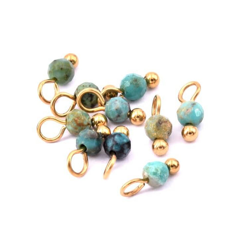 Kaufen Sie Perlen in Deutschland Winziger Perlenanhänger aus afrikanischem Türkis 3 mm goldener Stahl (10)
