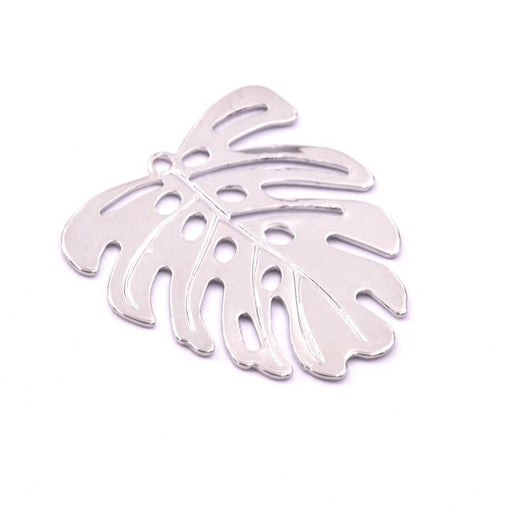 Kaufen Sie Perlen in Deutschland Philodendron-Monsterblatt-Charm in Rhodium-Messing, 27 mm (1)