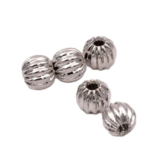 Kaufen Sie Perlen in Deutschland Runde gerillte Platin-Messingperlen 4 mm Loch: 1 mm (5)