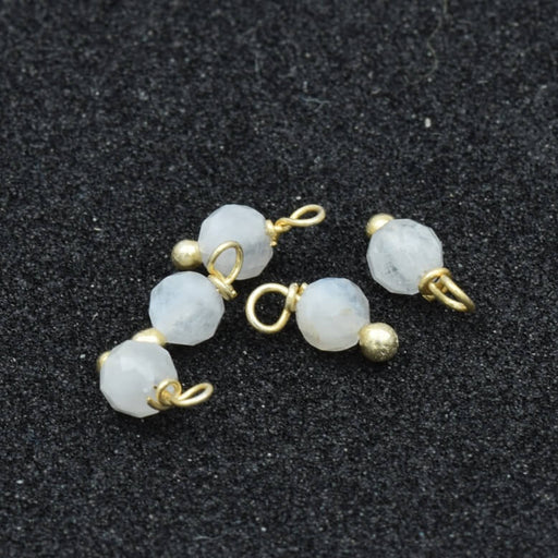 Kaufen Sie Perlen in Deutschland Facettierter Mondstein-Anhänger 3.5 mm. Goldmessingstift – Loch: 0.8 mm (5)
