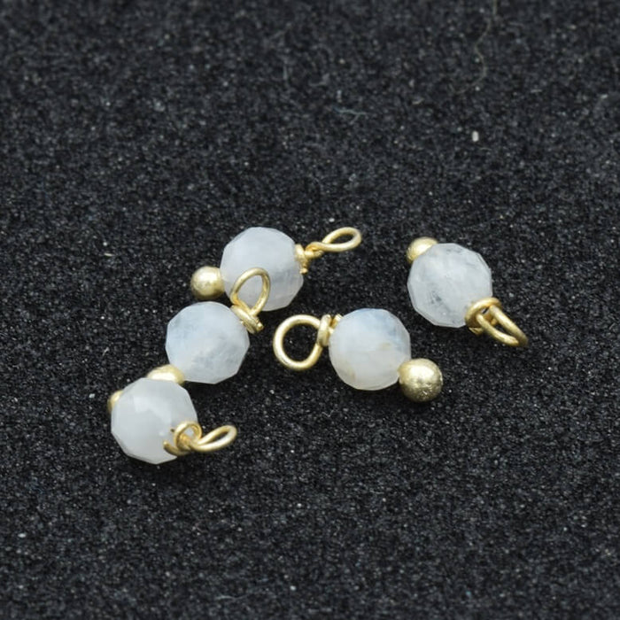 Facettierter Mondstein-Anhänger 3.5 mm. Goldmessingstift – Loch: 0.8 mm (5)