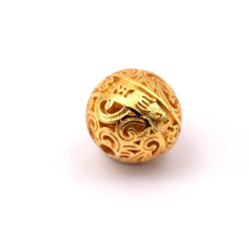 Durchbrochene ethnische goldene Messingperle 10 mm – Loch: 1.2 mm (1)