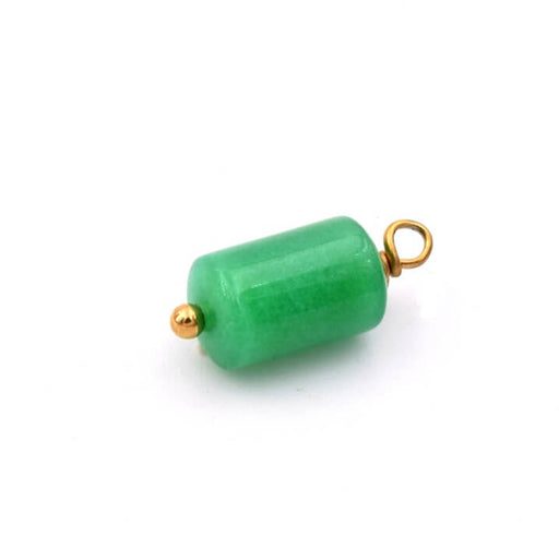 Rohranhänger aus grünem Aventurin und goldenem Stahl – 12 x 6 mm – Loch: 1 mm (1)