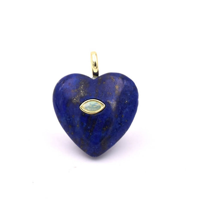Lapislazuli-Herzanhänger mit Zirkonia-Auge – 26 mm – Loch: 4 mm (1)