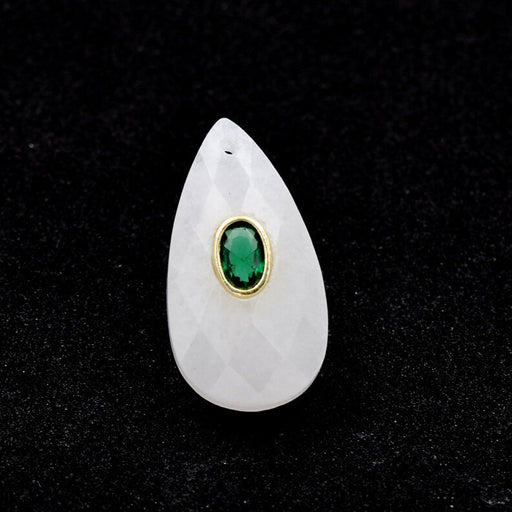 Facettierter Quarzkristall-Tropfenanhänger mit Zirkonia 25 x 14 mm (1)