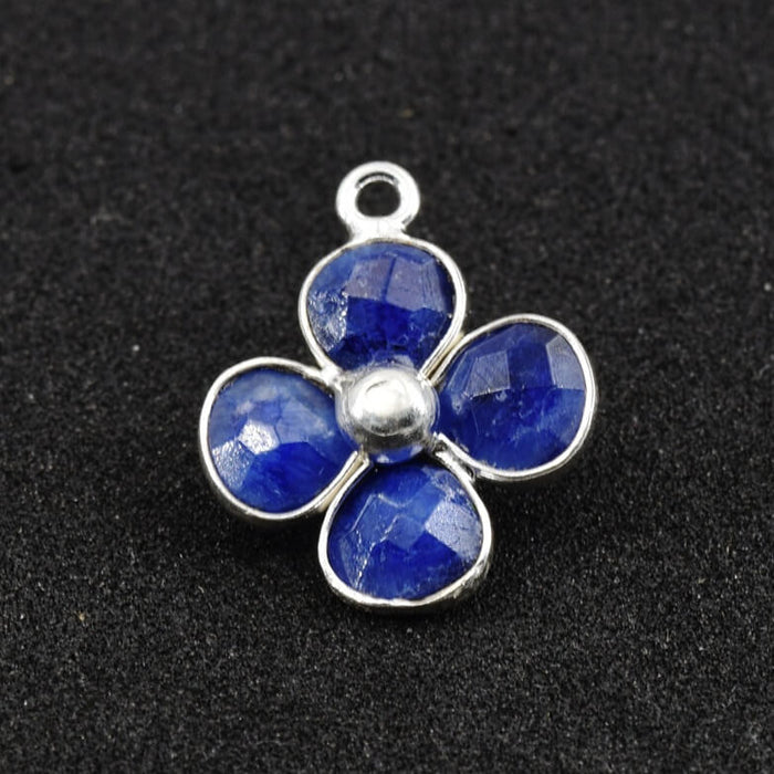 Lapislazuli-Blumenanhänger aus Sterlingsilber 16 mm – Loch: 1 mm (1)
