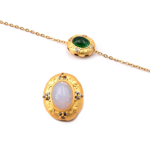 Kaufen Sie Perlen in Deutschland Ovale Mehrstrangperle – Mattgoldmessing – 12 x 10 mm – Opalit (1)