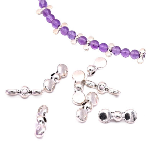 Kaufen Sie Perlen in Deutschland Schleifenperlen – versilbertes Messing – 4.5 x 12 mm – Loch: 1 mm (10)