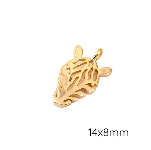 Zebra-Kopf-Anhänger Goldenes Messing 14 x 8 mm – Loch: 1 mm (1)