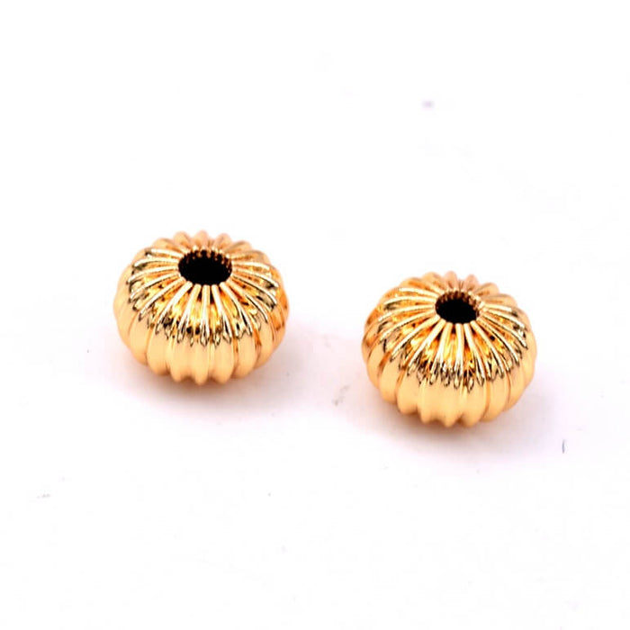 Gerillte Rondellperle – Goldfarbenes Messing – 9 x 6 mm – Loch: 1.5 mm (2)