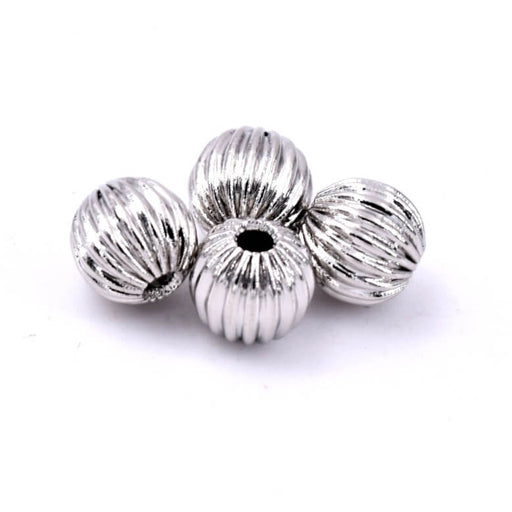 Gerillte Rondellperle Platin-Messing – 6 mm – Loch: 1 mm (4)