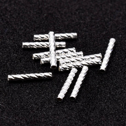 Geriffelte Röhrenperlen Versilbertes Messing – 10 x 1.5 mm – Loch: 0.8 mm (10)