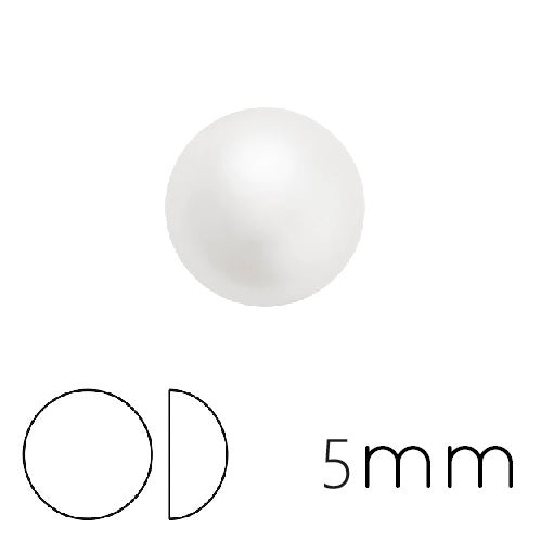 Kaufen Sie Perlen in Deutschland Runder Cabochon Preciosa Weiß Perleffekt 5mm (4)