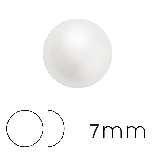 Kaufen Sie Perlen in Deutschland Runder Cabochon Preciosa Weiß Perleffekt 7mm (4)