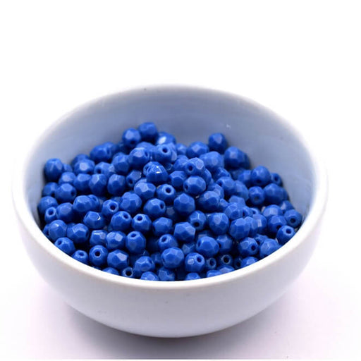 Firepolish facettierte Perle Undurchsichtiges Blau 4 mm – Loch: 0.8 mm (50)