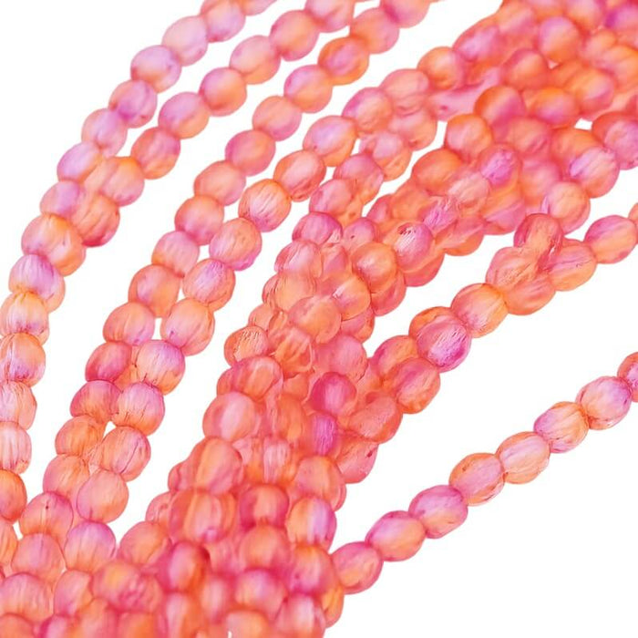 Feuerpolierte facettierte Perlen – 4 mm Fuchsia-Cantaloupe (50)