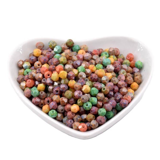 Facettierte Perlen Doppelkegel Mix Picasso-Finish – 4 mm (50)