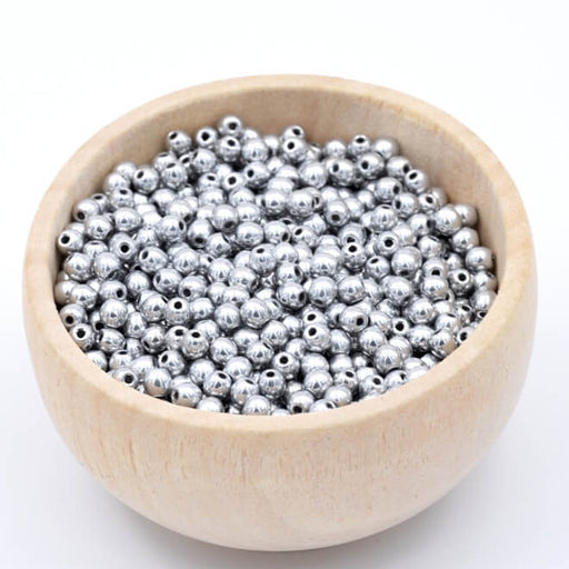 Kaufen Sie Perlen in Deutschland Tschechische runde Glasperle Silber 3mm (30 Perlen)