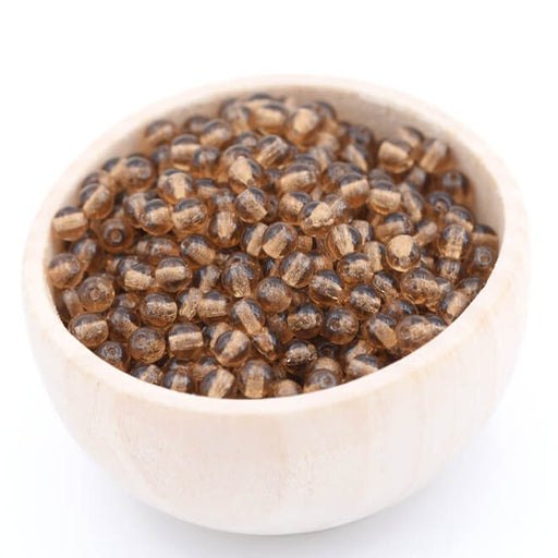 Kaufen Sie Perlen in Deutschland Tschechische runde Glasperle Smoky Topaz 4mm (50 Perlen)