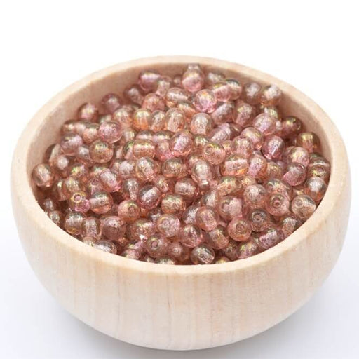 Kaufen Sie Perlen in Deutschland Tschechische runde Glasperle Lustre Transparent Topaz Pink 4mm (50 Perlen)